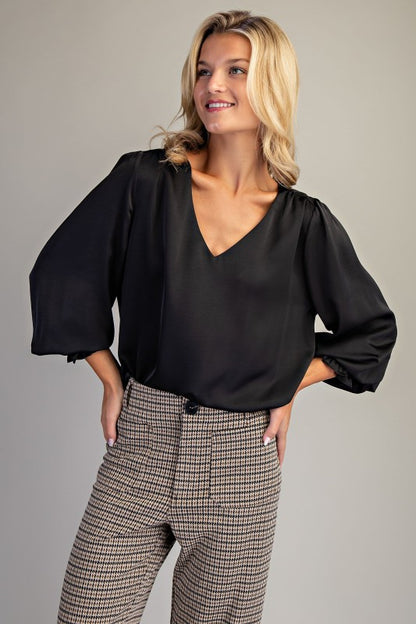 Satin V Neck Blouse