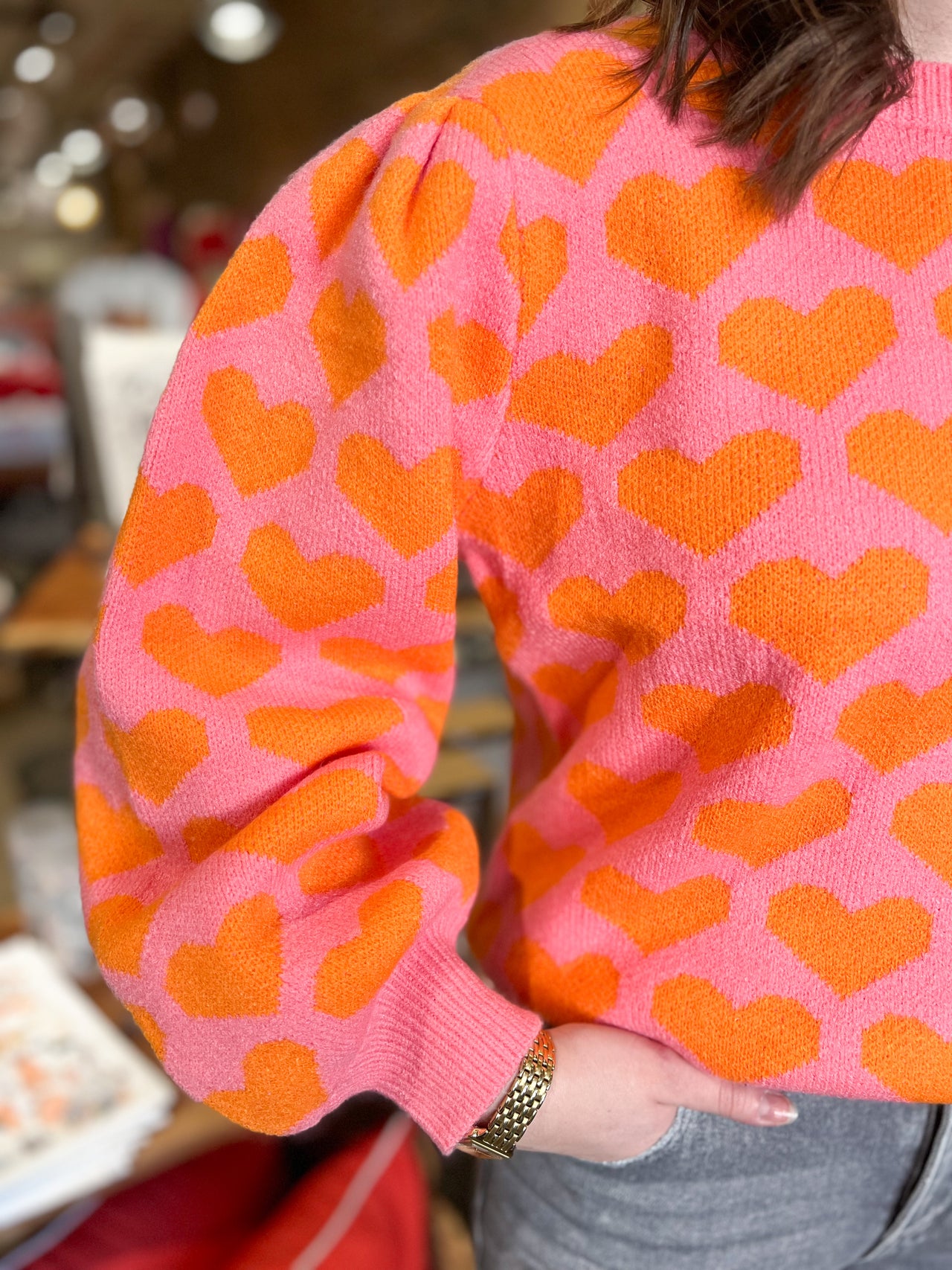 Pink/Orange Heart Sweater