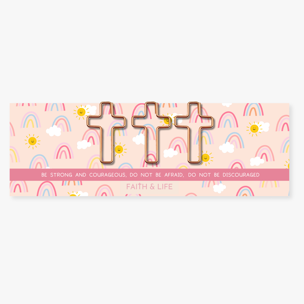 Cross Paperclip and Bookmark Set: Be Strong And Courageous