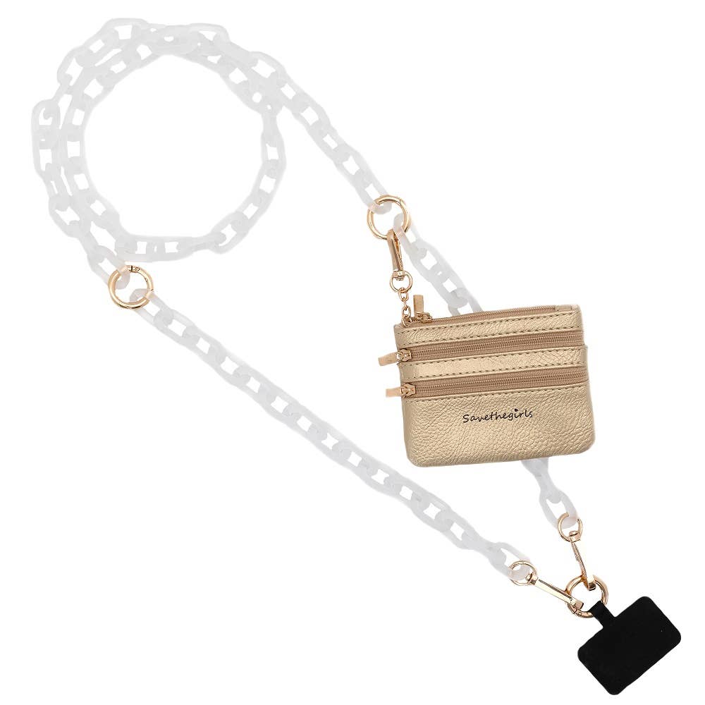 Clip & Go Crossbody Ice Chain Phone Accessory : Black Chain with Black Pouch