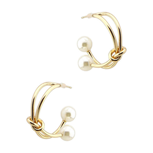Knot Pearl Gold Earrings