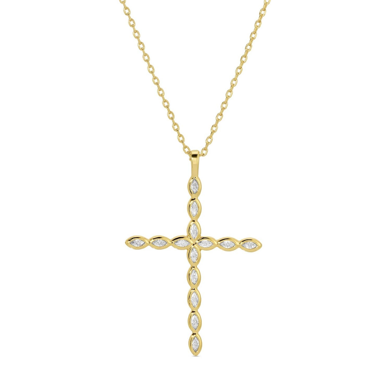 Large Cz Cross Pendant Necklace