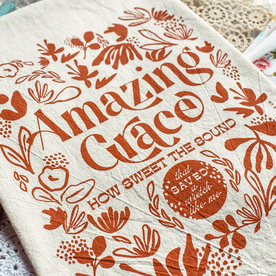 Amazing Grace How Sweet the Sound Hymn Tea Towel: