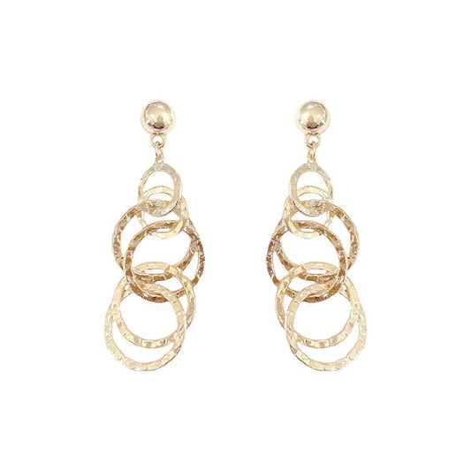 Gold Textured Layered Circle 1.5" Earring