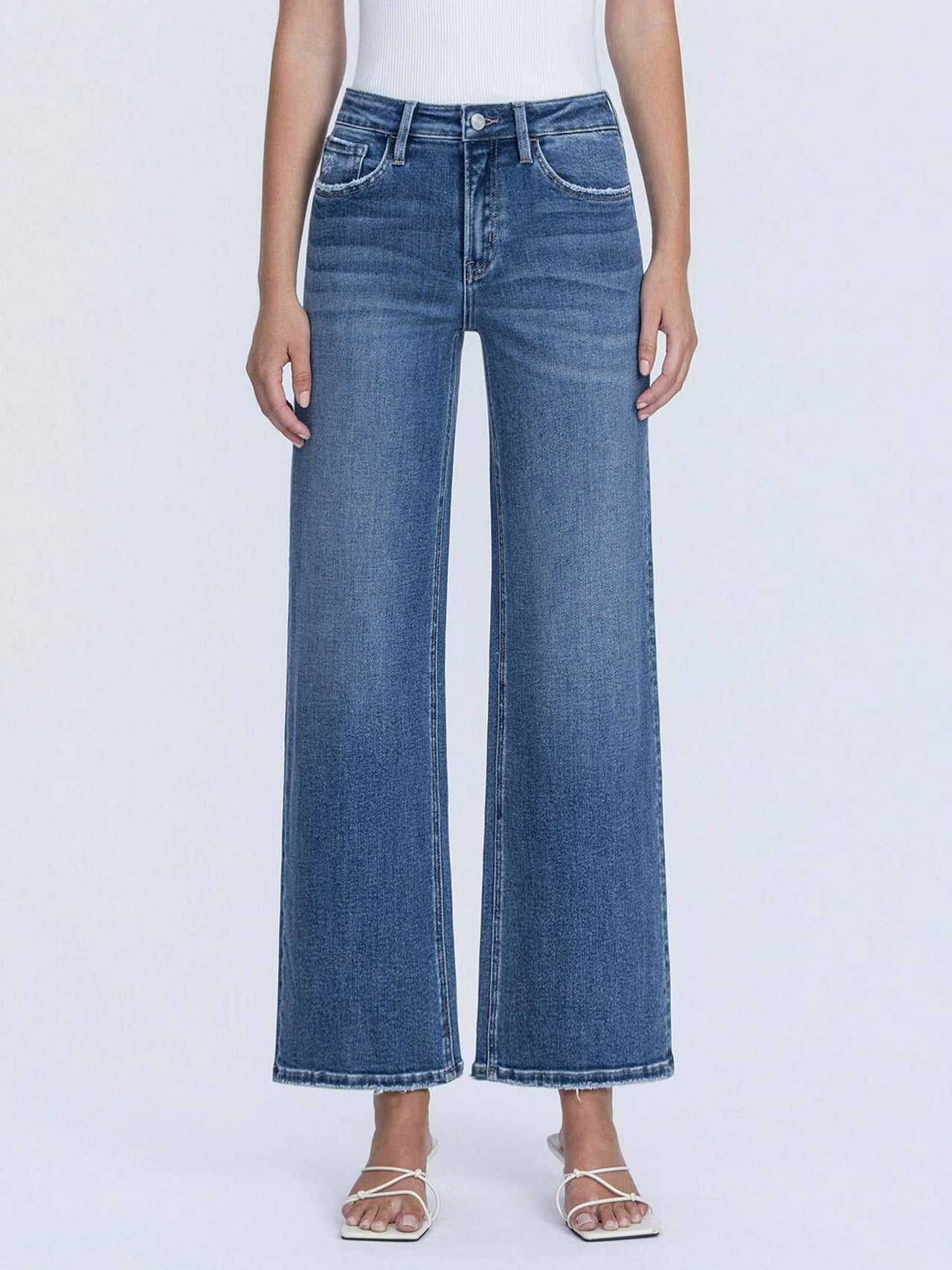 CHARM HIGH RISE DARK WASH ANKLE WIDE JEANS