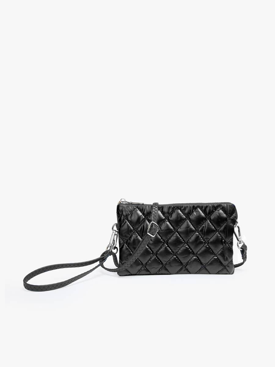 M013PFR Riley Puffer 3 Compartment Crossbody/Wristlet: Black