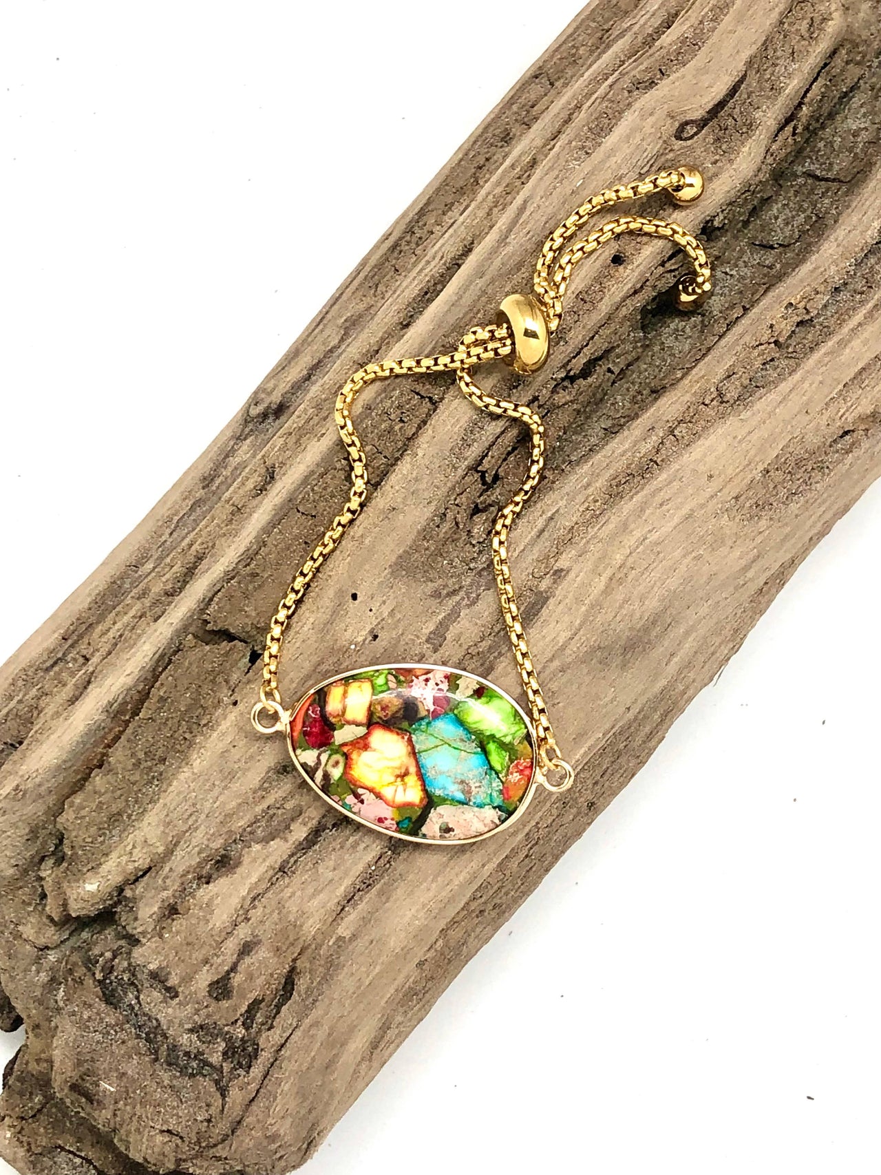 Bracelet Drawstring Multi Imperial Jasper Antique Chain