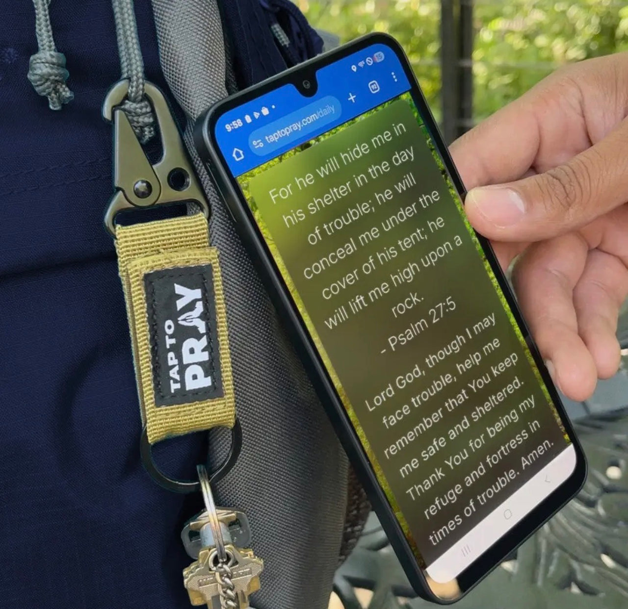 Tap To Pray Carabiner Keychain