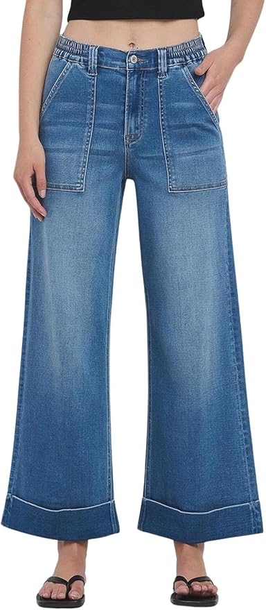 Kris Baggy Wide Leg Cropped Stretch Jean