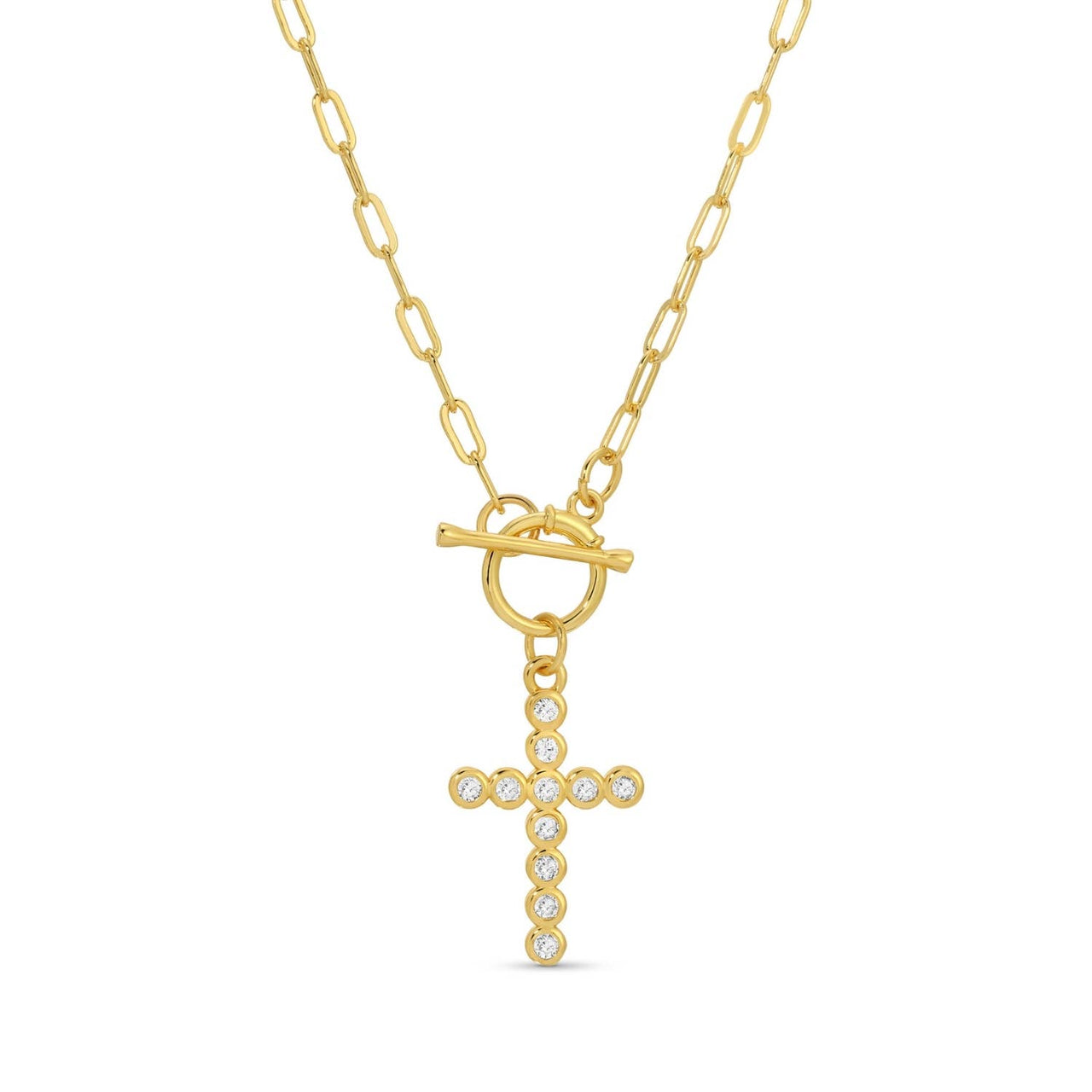 Sparkle Cross Toggle Necklace
