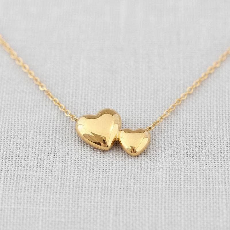 Double Heart Minimalist Pendant Necklace