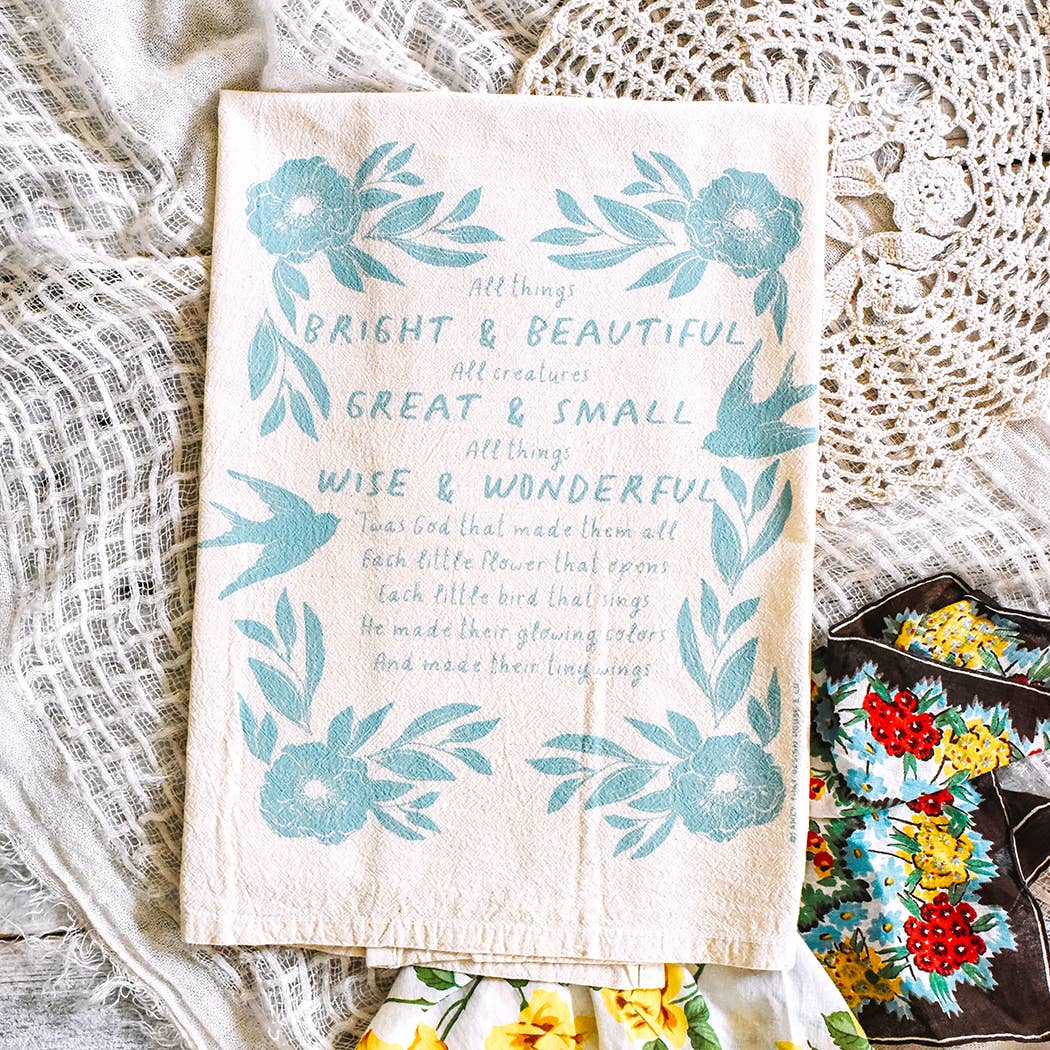 All Things Bright & Beautiful Hymn Tea Towel