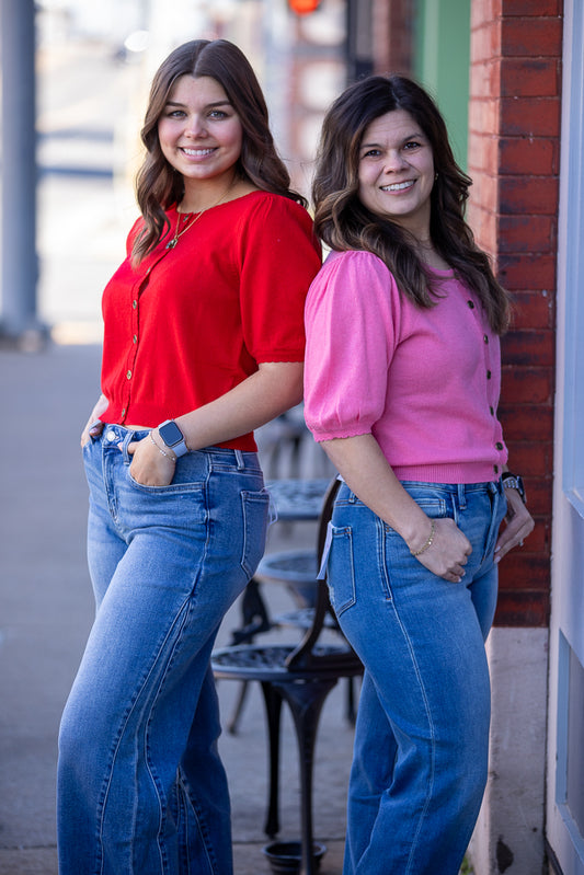 Puff Sleeve Sweater Cardigan