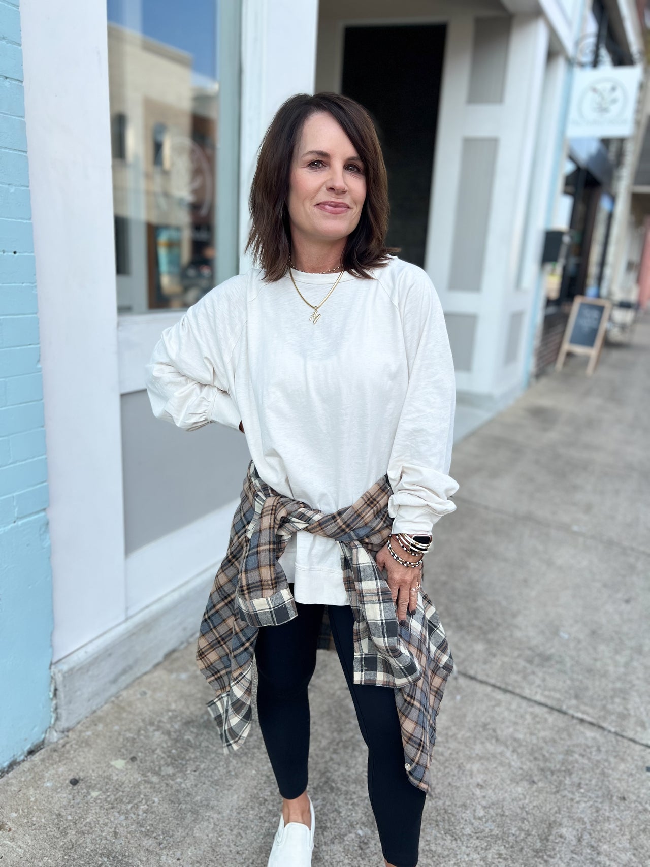 Slub Oversized Long Sleeve Top