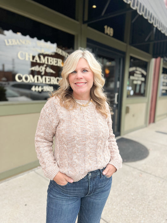 Cable Knit Taupe Sweater