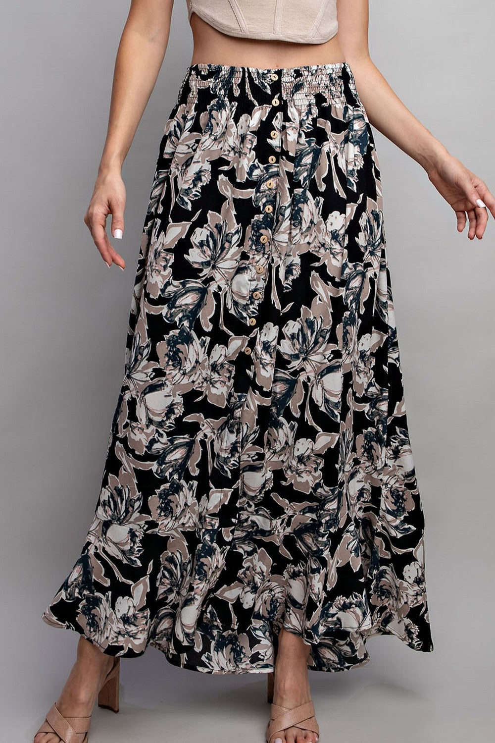Black Floral Maxi Skirt