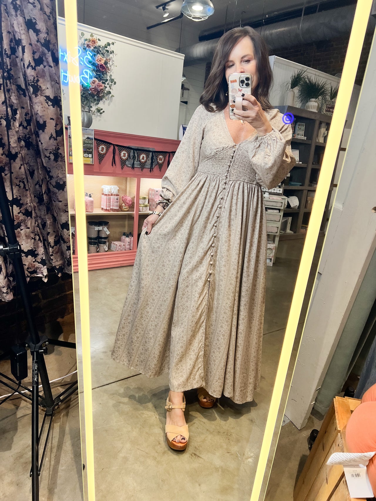 Smocked Button Down Maxi