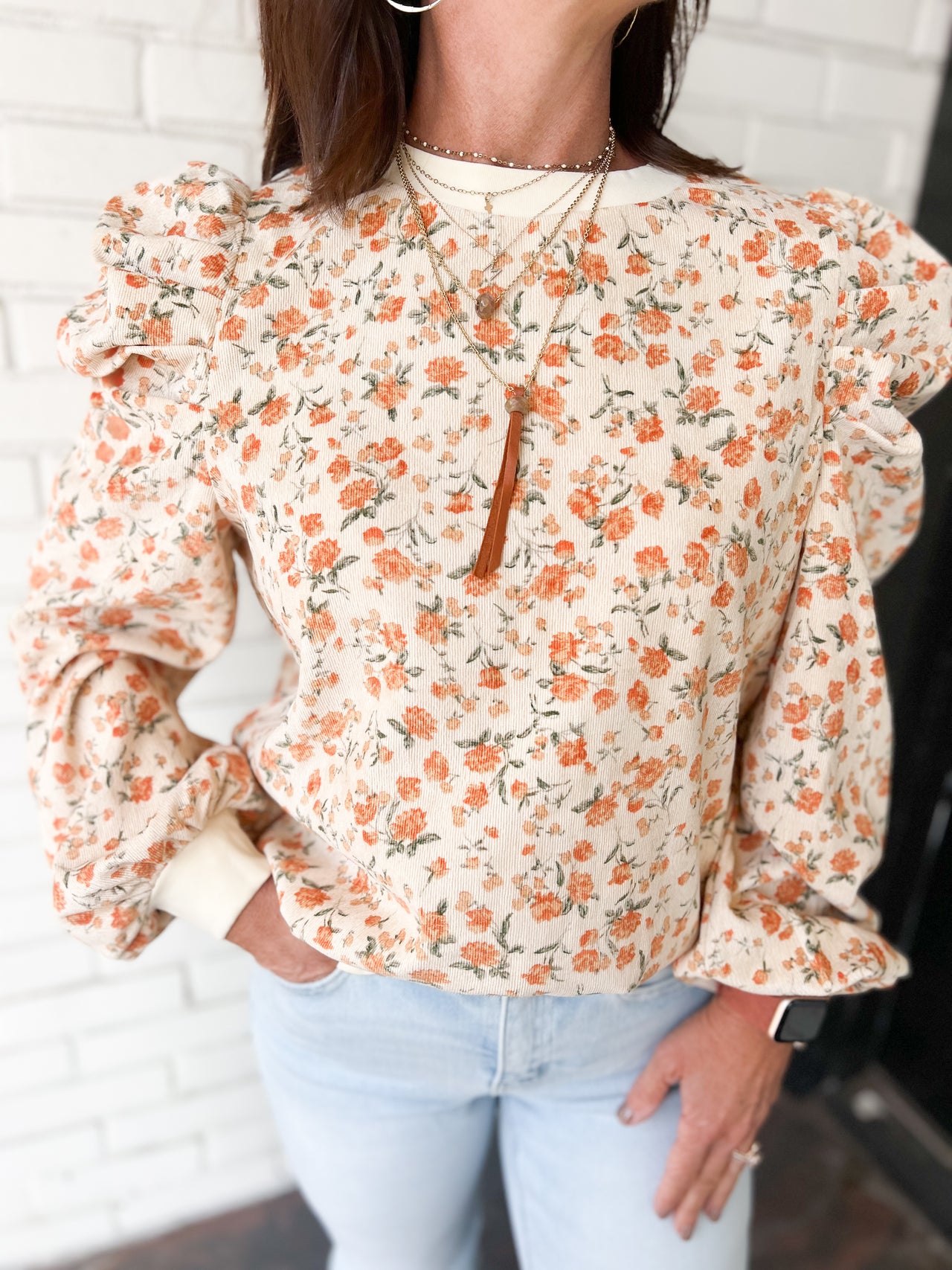Floral Corduroy Top