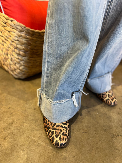 High Rise Cuffed Baggy Wide Leg