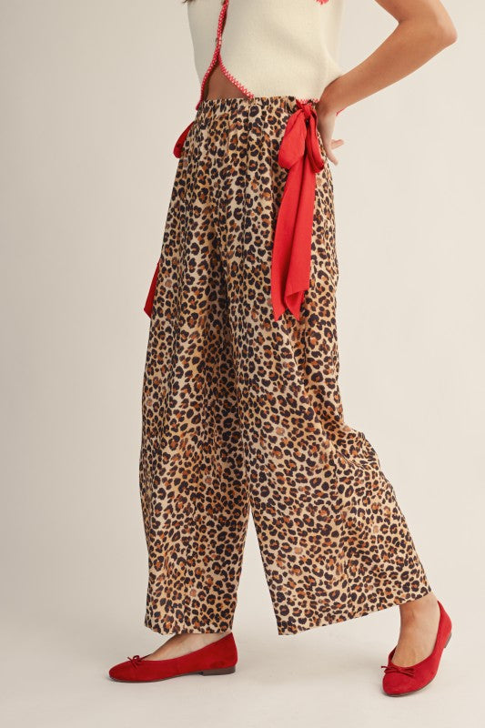 Leopard Pants w/ Sash Detail