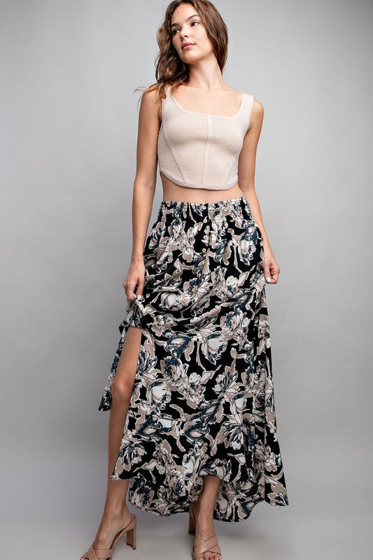 Black Floral Maxi Skirt