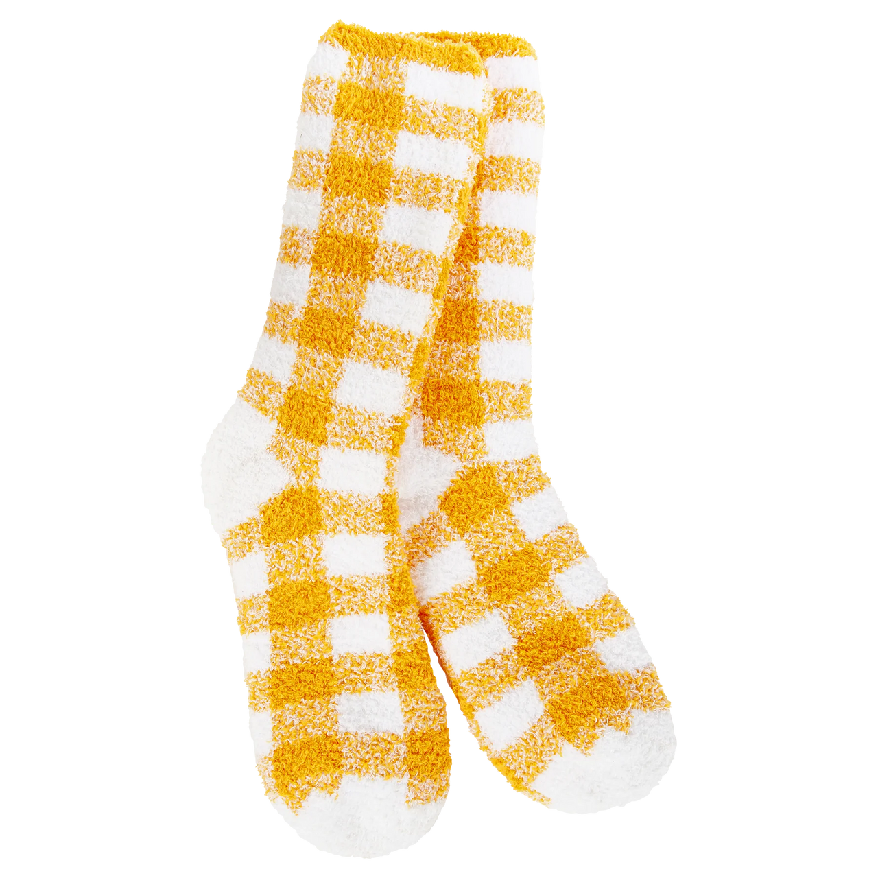 Fireside Cozy Plaid Crew Orange/White