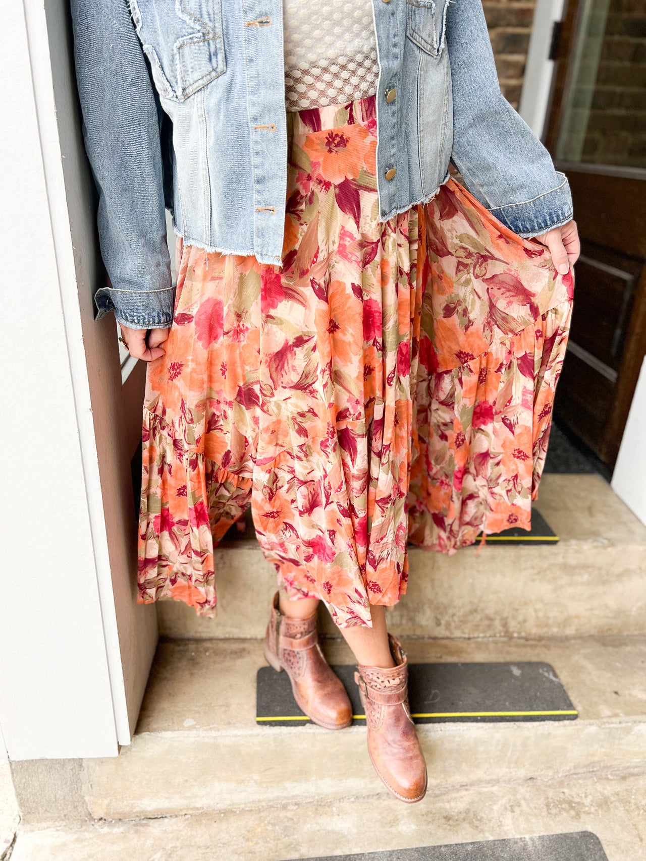 Olive Floral Skirt