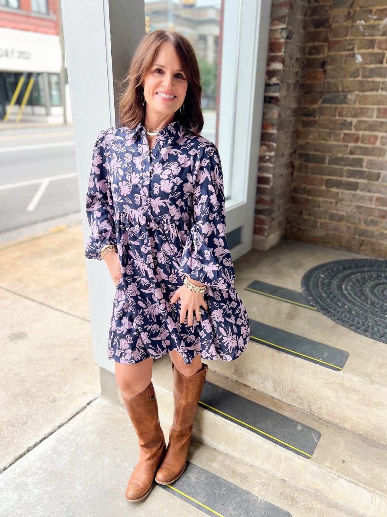 Navy Floral Dress