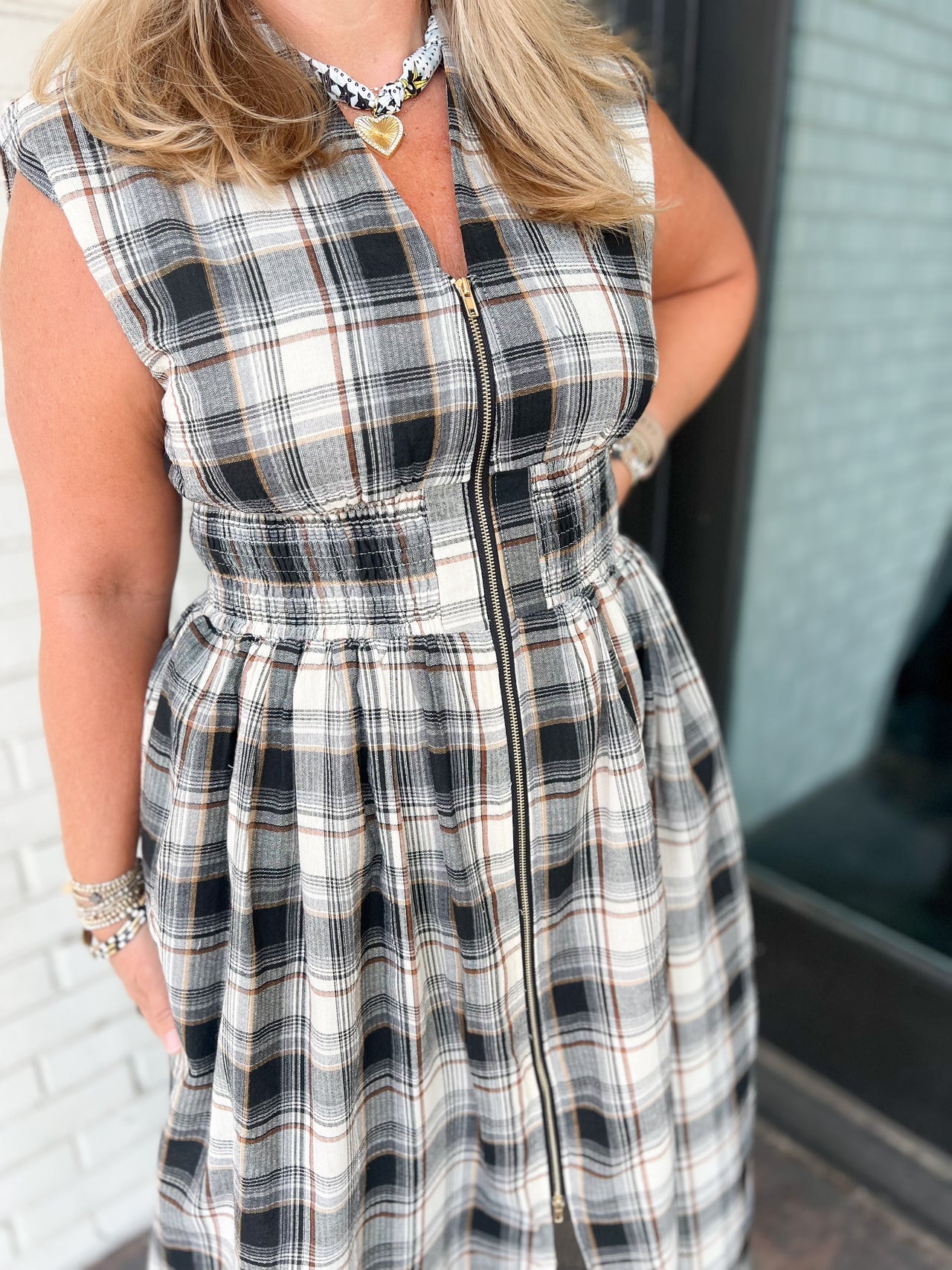 Plaid Zip Up Dress
