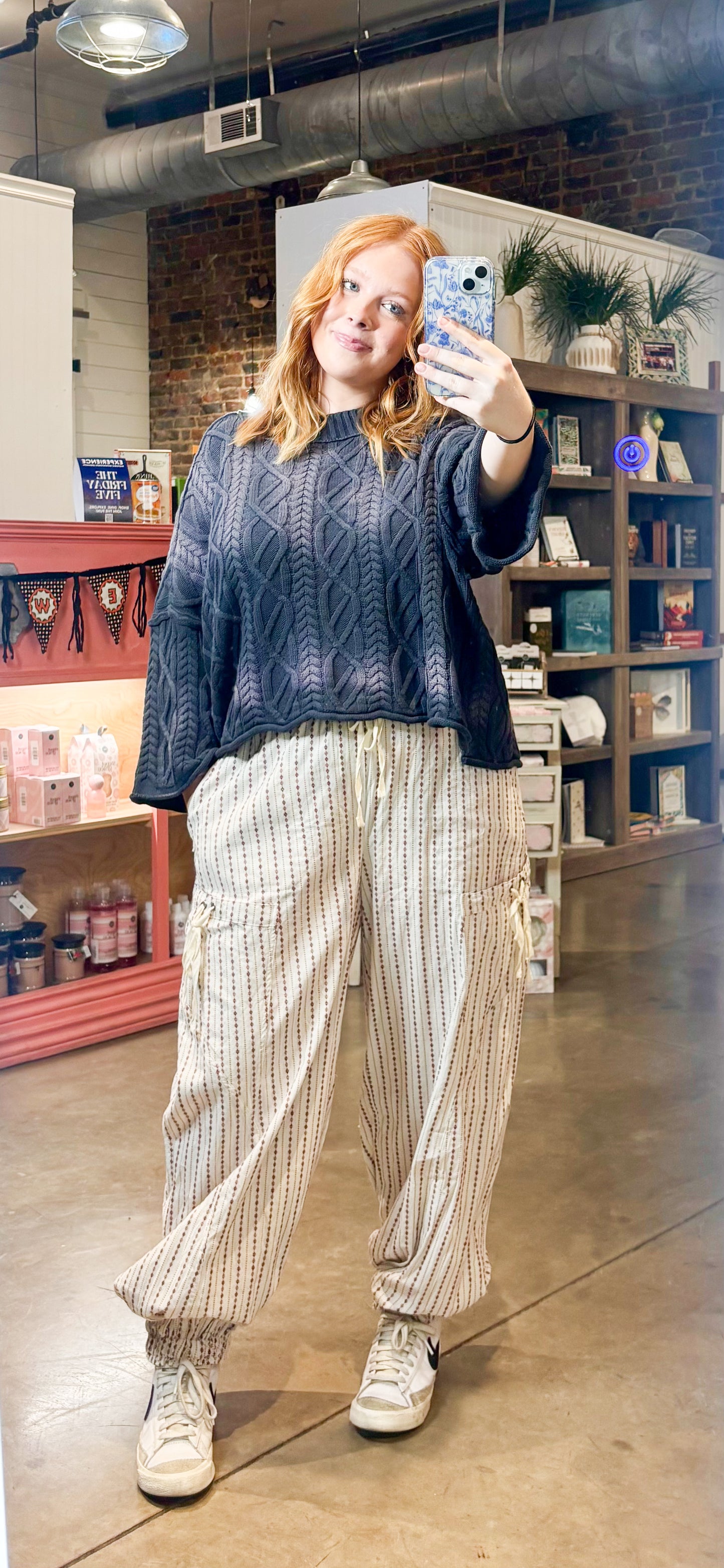 Diamond Striped Ivory Bottoms