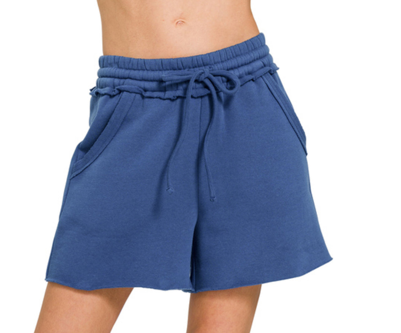 Raw Hem Drawstring Shorts