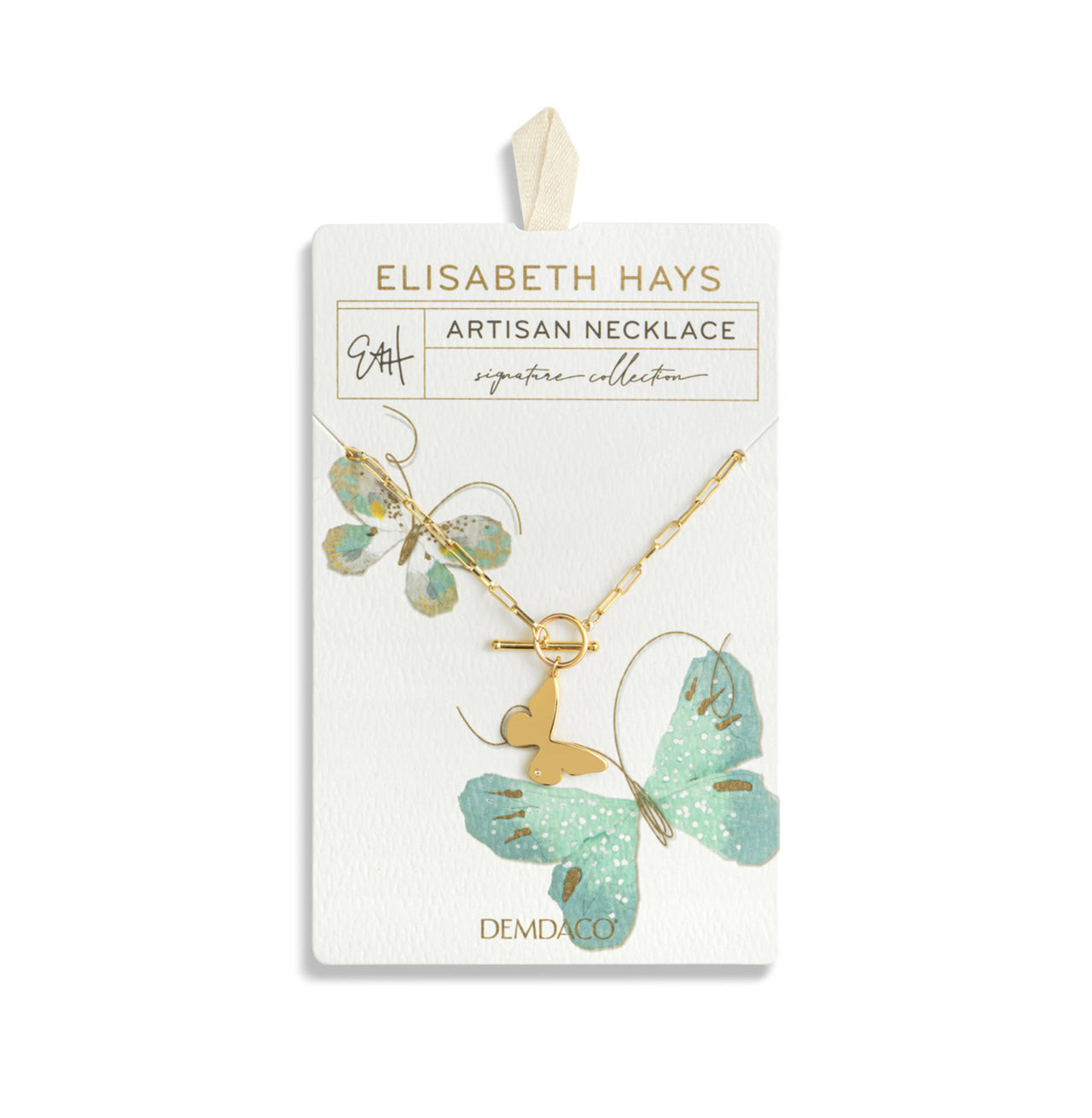 Butterfly Toggle Charm Gold Necklace