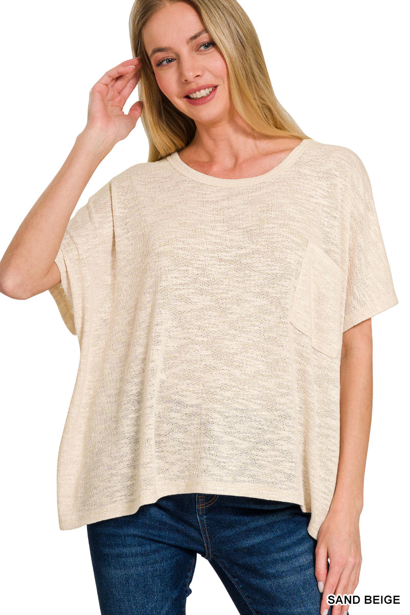 OVERSIZED SLUB HACCI TOP WITH POCKET