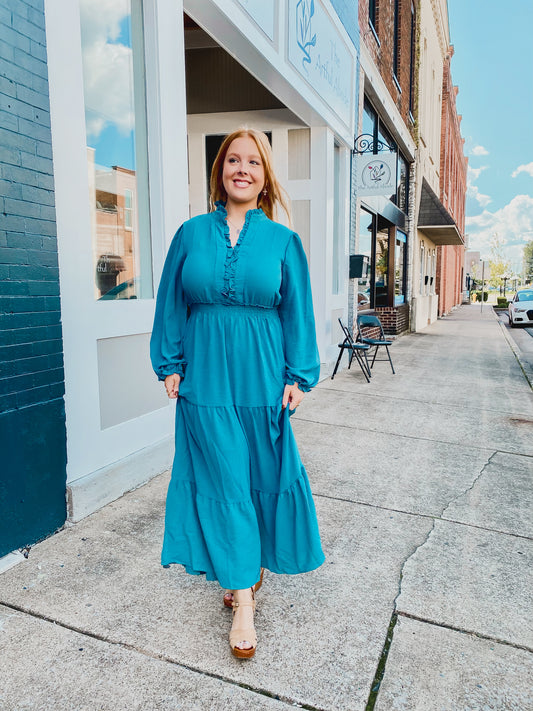 Teal Tiered Maxi Dress