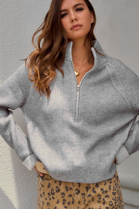 Zipper Knit Sweatshirt