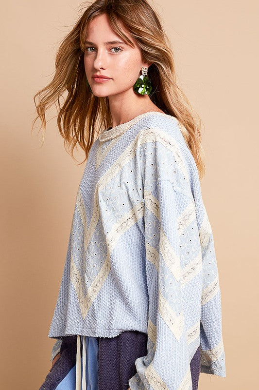 So Blue Woven Knit Top