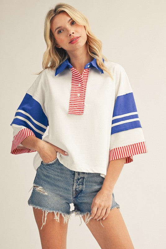 USA Raw Edge Polo Top