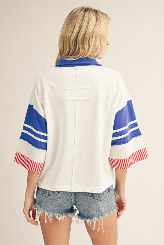 USA Raw Edge Polo Top