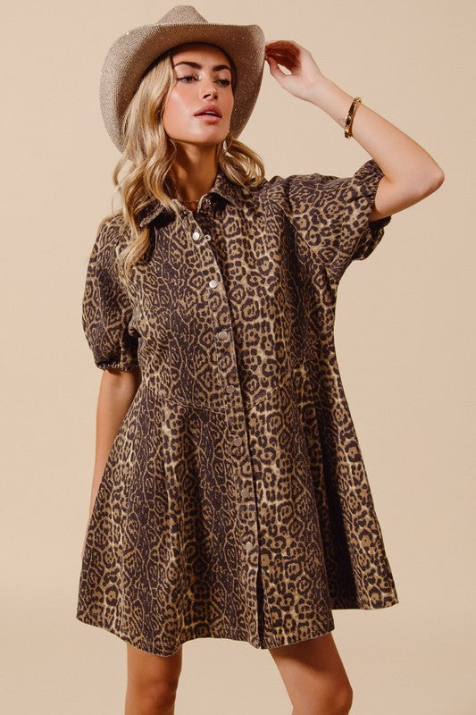 Leopard Button Up Dress