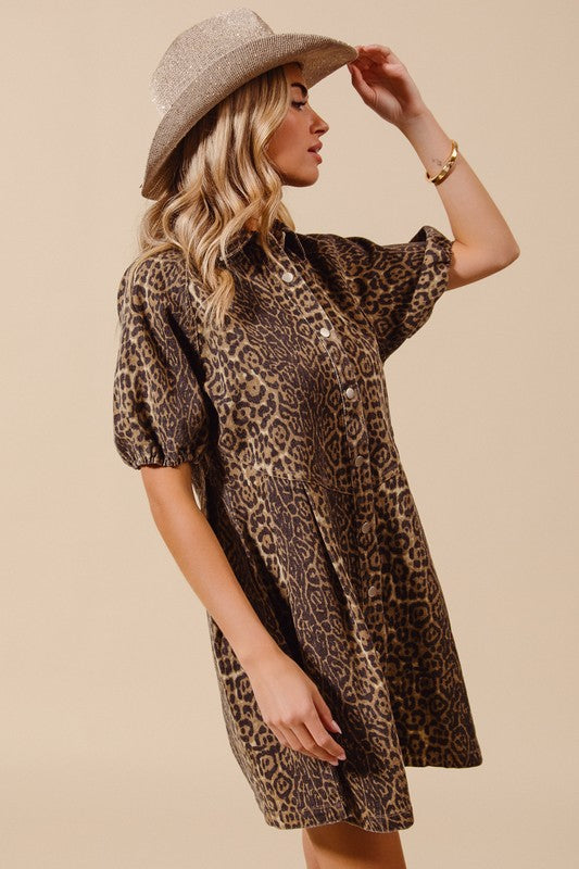 Leopard Button Up Dress