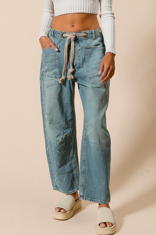 Braided Belt Denim Pants