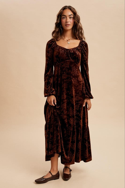 Velvet Embossed Maxi Dress