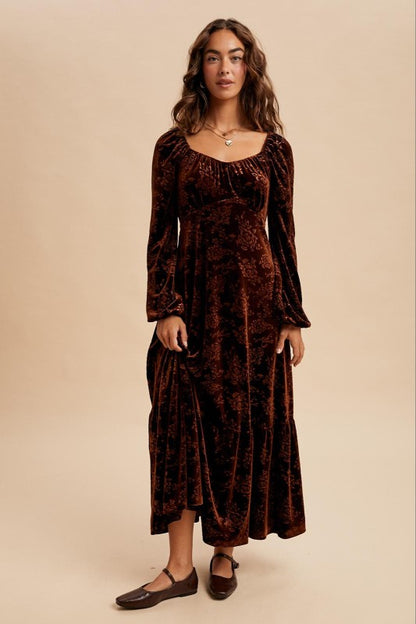 Velvet Embossed Maxi Dress