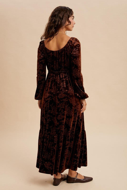 Velvet Embossed Maxi Dress