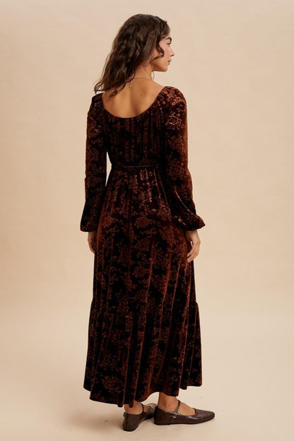 Velvet Embossed Maxi Dress