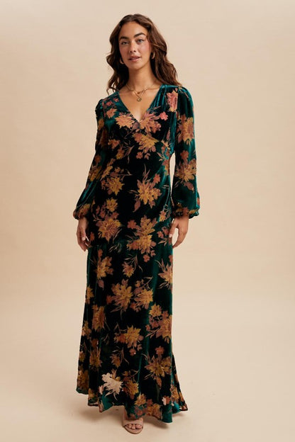 Floral Burnout Velvet Dress