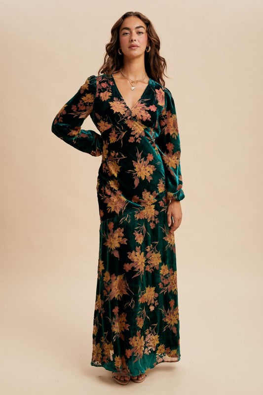 Floral Burnout Velvet Dress