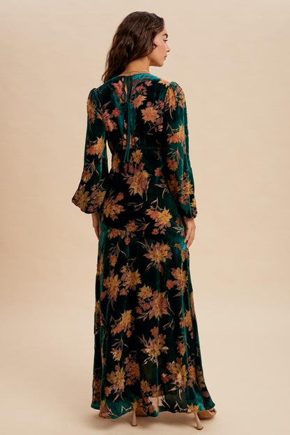 Floral Burnout Velvet Dress