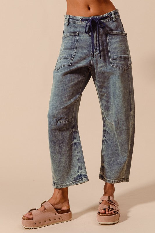 Drawstring Barrel Jeans