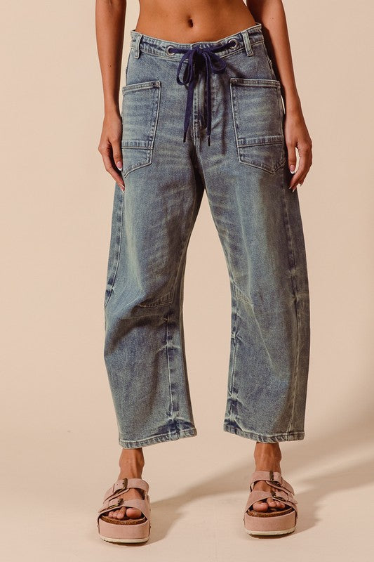 Drawstring Barrel Jeans